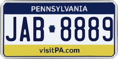 PA license plate JAB8889