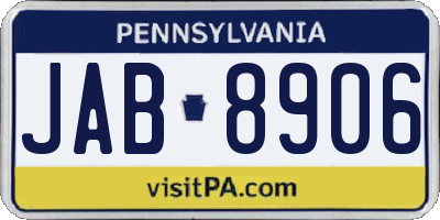 PA license plate JAB8906