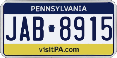 PA license plate JAB8915