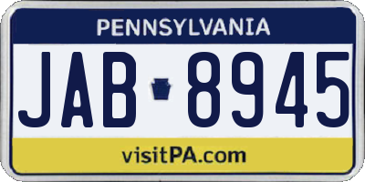 PA license plate JAB8945
