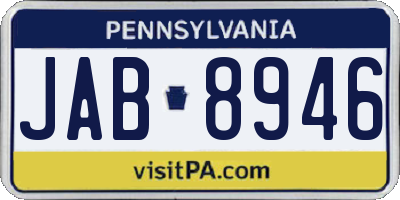 PA license plate JAB8946