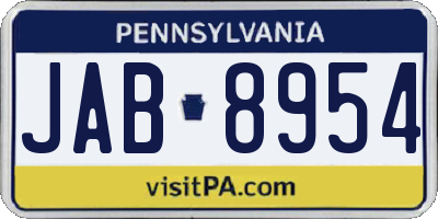 PA license plate JAB8954