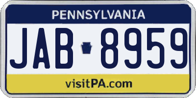PA license plate JAB8959