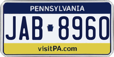 PA license plate JAB8960