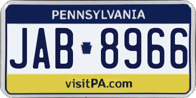 PA license plate JAB8966