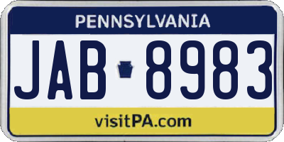 PA license plate JAB8983