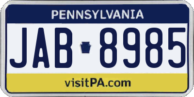 PA license plate JAB8985