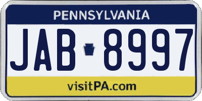 PA license plate JAB8997