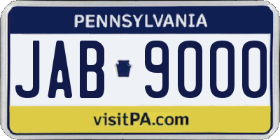 PA license plate JAB9000