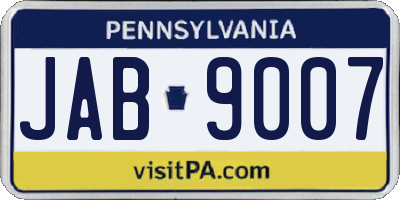 PA license plate JAB9007