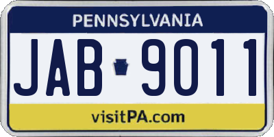 PA license plate JAB9011