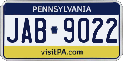 PA license plate JAB9022