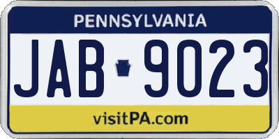 PA license plate JAB9023