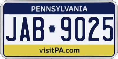 PA license plate JAB9025