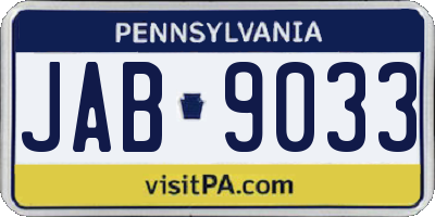 PA license plate JAB9033