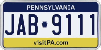 PA license plate JAB9111