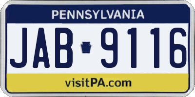 PA license plate JAB9116