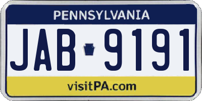 PA license plate JAB9191