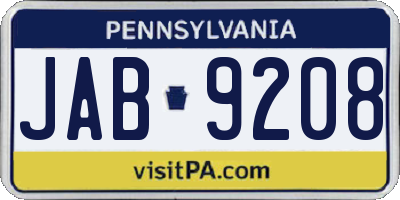 PA license plate JAB9208
