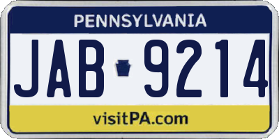 PA license plate JAB9214