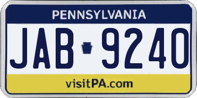 PA license plate JAB9240