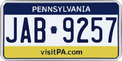 PA license plate JAB9257