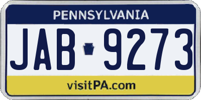 PA license plate JAB9273