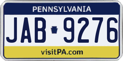 PA license plate JAB9276