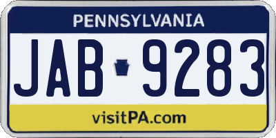 PA license plate JAB9283