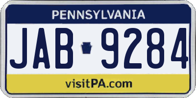 PA license plate JAB9284