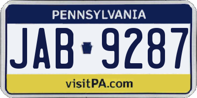 PA license plate JAB9287