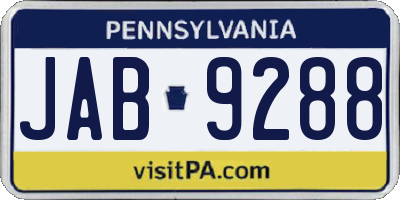 PA license plate JAB9288