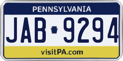 PA license plate JAB9294