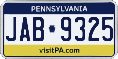 PA license plate JAB9325