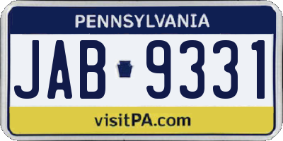 PA license plate JAB9331