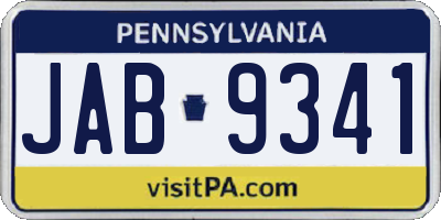 PA license plate JAB9341