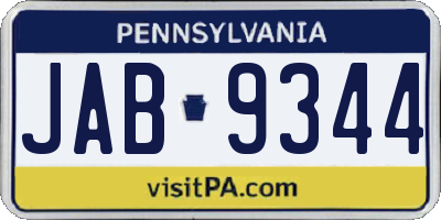 PA license plate JAB9344