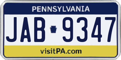 PA license plate JAB9347