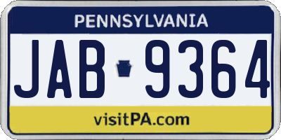PA license plate JAB9364