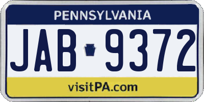 PA license plate JAB9372