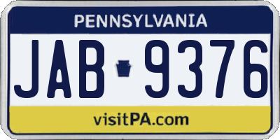 PA license plate JAB9376