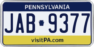 PA license plate JAB9377