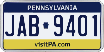 PA license plate JAB9401