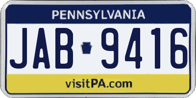 PA license plate JAB9416