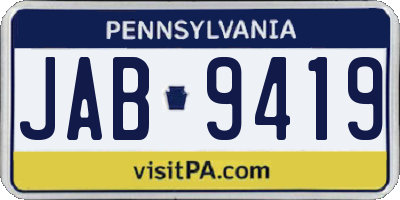 PA license plate JAB9419