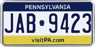 PA license plate JAB9423