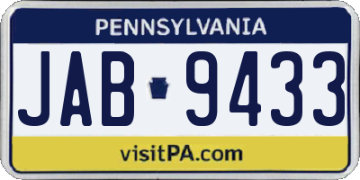 PA license plate JAB9433