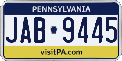 PA license plate JAB9445