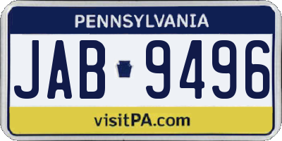 PA license plate JAB9496