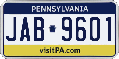 PA license plate JAB9601